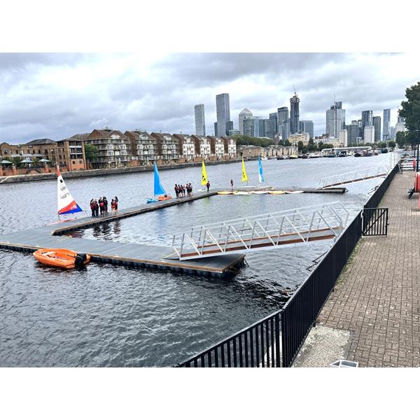 The newly-installed pontoons
